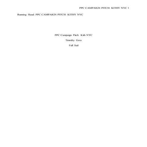 Kith NYC PPC Campaign Pitch