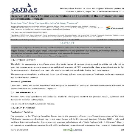 Reserves of Heavy Oil and Concentrations of Toxicants in the Environment and ...