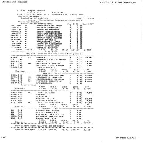 Sumner_USUtranscripts | PDF