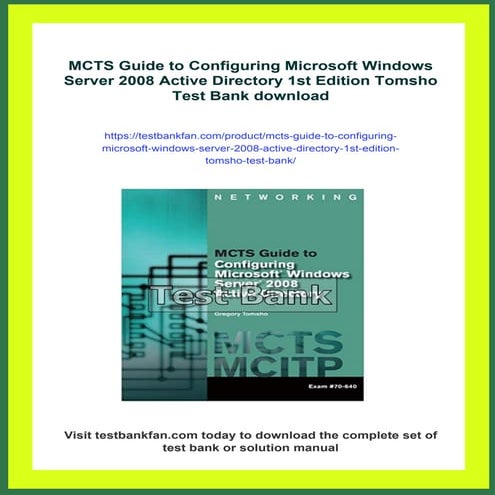 MCTS Guide to Configuring Microsoft Windows Server 2008 Active Directory 1st ...