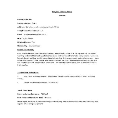 Braydon cv | RTF