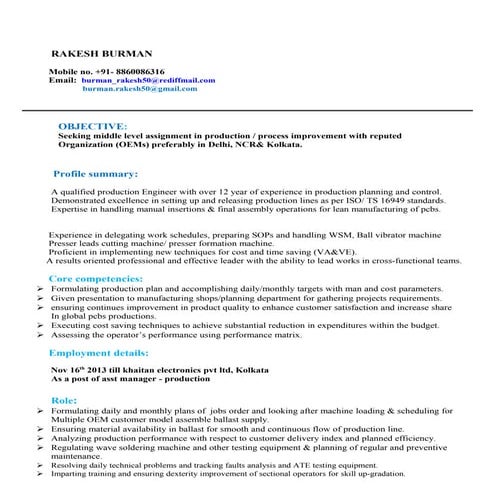 Rakesh burman resume 