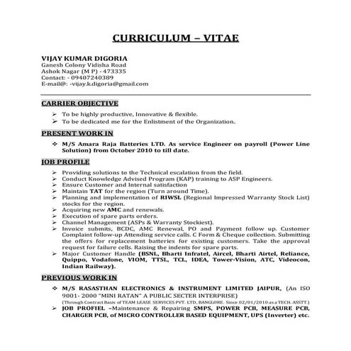 Vijay Kumar Digoria Resume