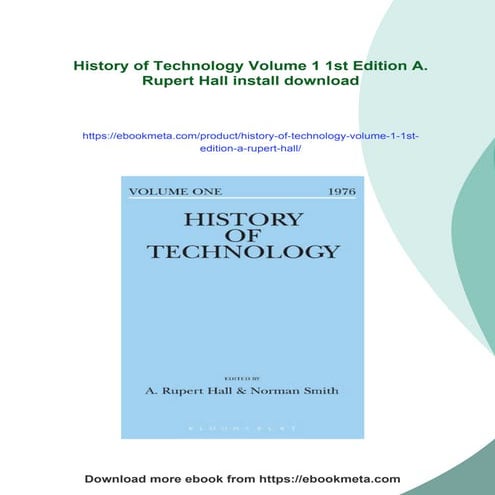 History of Technology Volume 1 1st Edition A. Rupert Hall