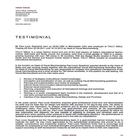 Tally Weijl Testimonial | PDF