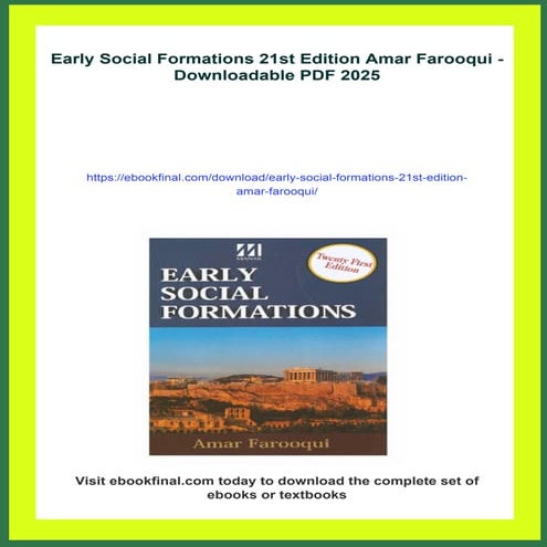 Early Social Formations 21st Edition Amar Farooqui | PDF