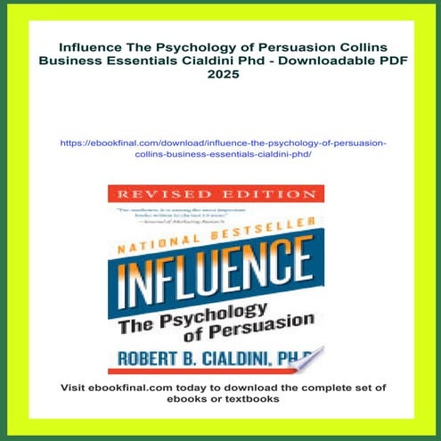 Influence The Psychology of Persuasion Collins Business Essentials ...