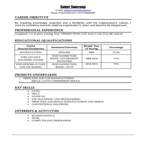 sample format of a resume | DOCX
