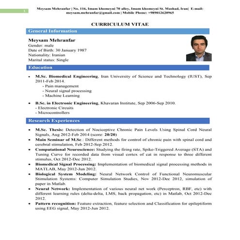 CV Meysam Mehranfar
