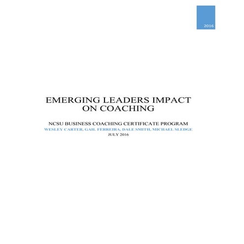 Emerging Leaders Impact on Coaching 7-2016