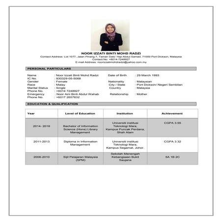 CV_Noor Izzati Binti Mohd Radzi