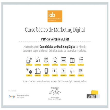 Certificado Curso Basico de Marketing Digital | PDF