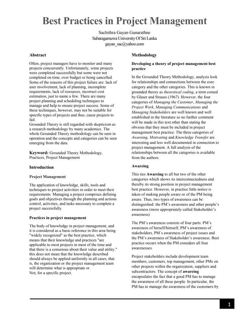 Best Practices in Project Management | PDF