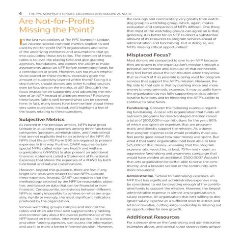 Are NFPs Missing the Point