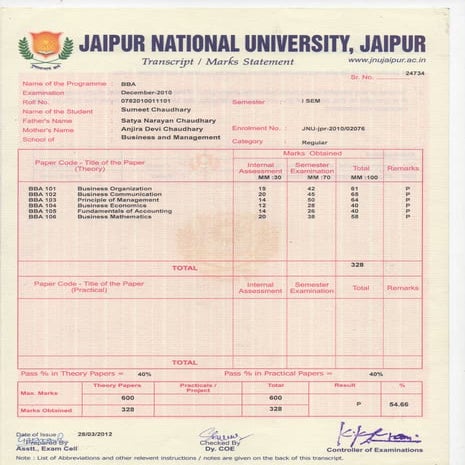 GraduationMarksheet | PDF