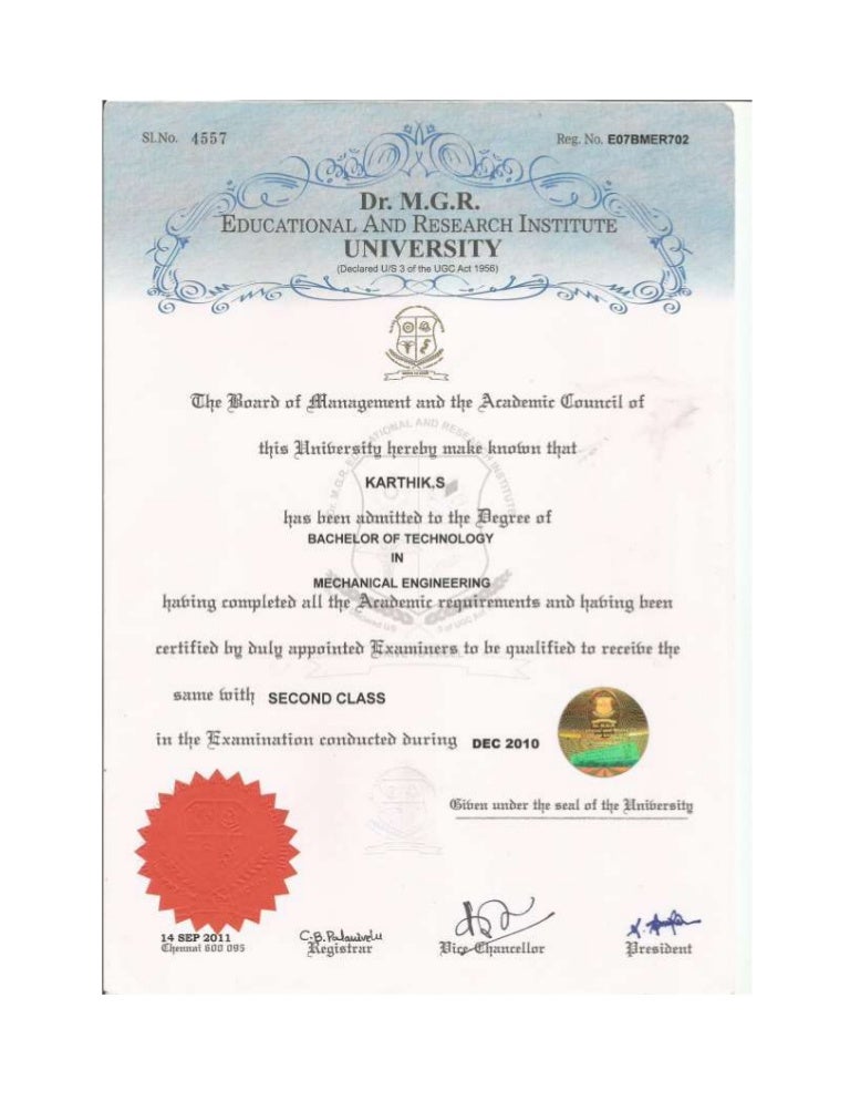 B Tech certificate B Tech certificate