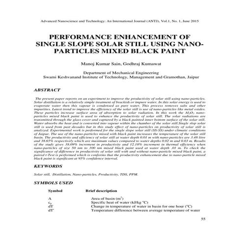 PERFORMANCE ENHANCEMENT OF SINGLE SLOPE SOLAR STILL USING NANOPARTICLES MIXED...