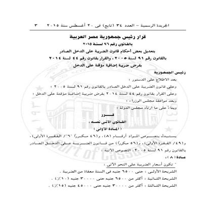 قانون 96 لسنه 2015