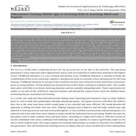 Educational Gaming Mobile App in Assisting Kids in Learning Math and English