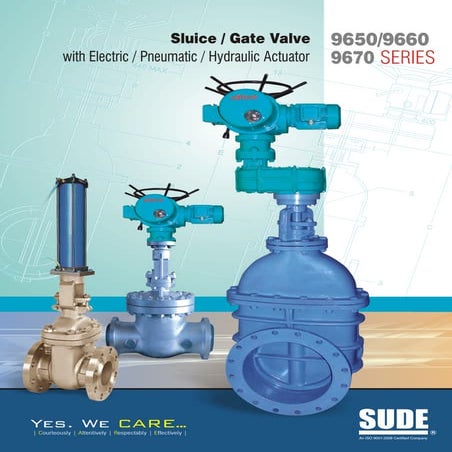 9600 9670 9650 sluice gate valve with elec pneu hydraulic actuator