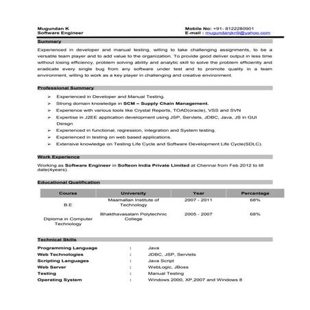 Mugundan Resume