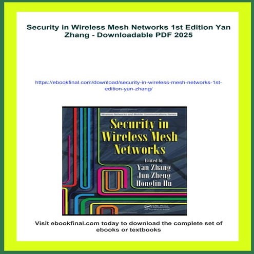 Security in Wireless Mesh Networks 1st Edition Yan Zhang | PDF