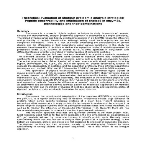Theoretical evaluation of shotgun proteomic analysis strategies; Peptide obse...