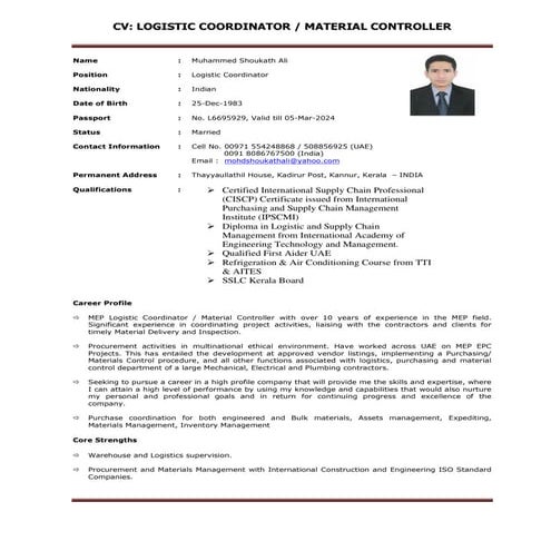 CV Logistic Coordinator_Material Controller -1