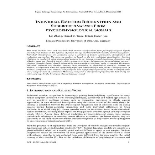INDIVIDUAL EMOTION RECOGNITION AND SUBGROUP ANALYSIS FROM PSYCHOPHYSIOLOGICAL...