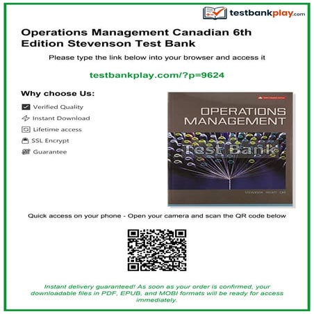 Operations Management Canadian 6th Edition Stevenson Test Bank | PDF