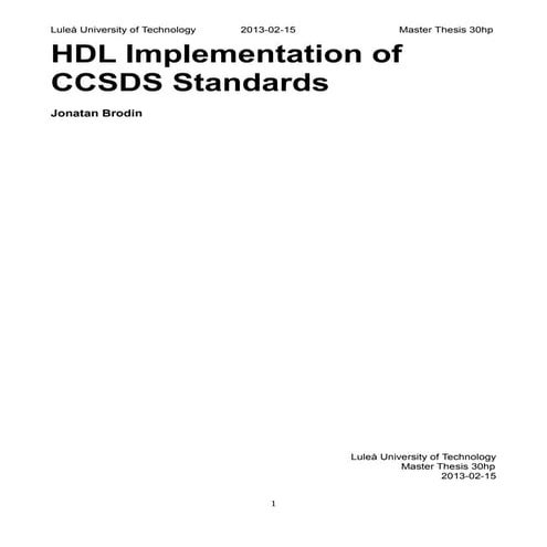 HDL Implementation of CCSDS Standards by Jonatan Brodin Final Version | PDF