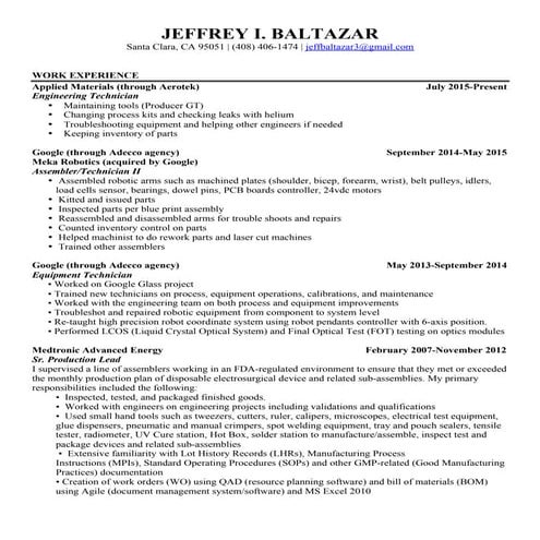 Jeff Baltazar Resume