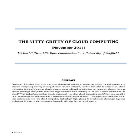 The Nitty Gritty of Cloud Computing