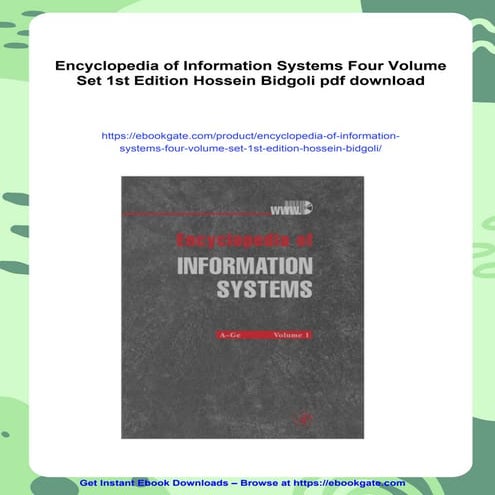 Encyclopedia of Information Systems Four Volume Set 1st Edition Hossein Bidgoli