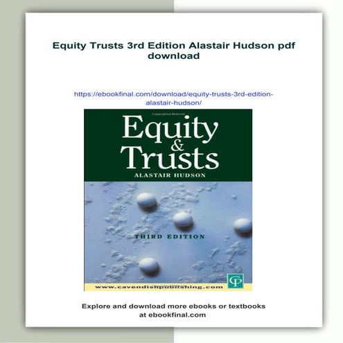 Equity Trusts 3rd Edition Alastair Hudson | PDF