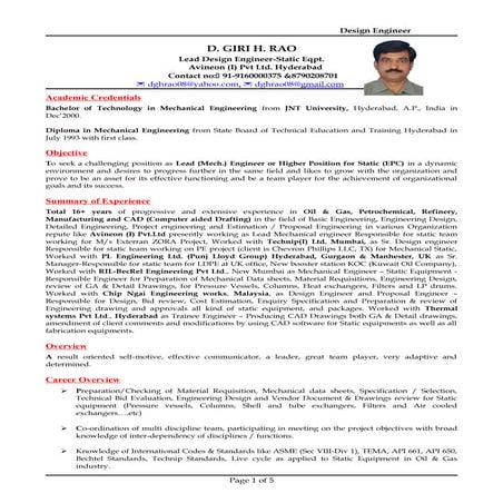 Giri Rao CV-Mech Design engineer