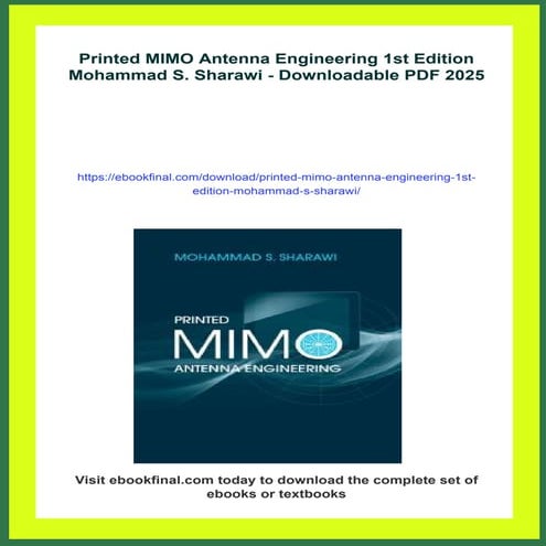 Printed MIMO Antenna Engineering 1st Edition Mohammad S. Sharawi