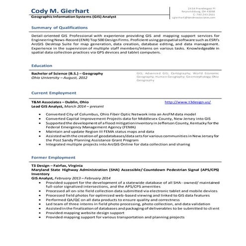Final GIS Resume | PDF