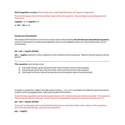 Henderson Hasselbalch Equation | PPT