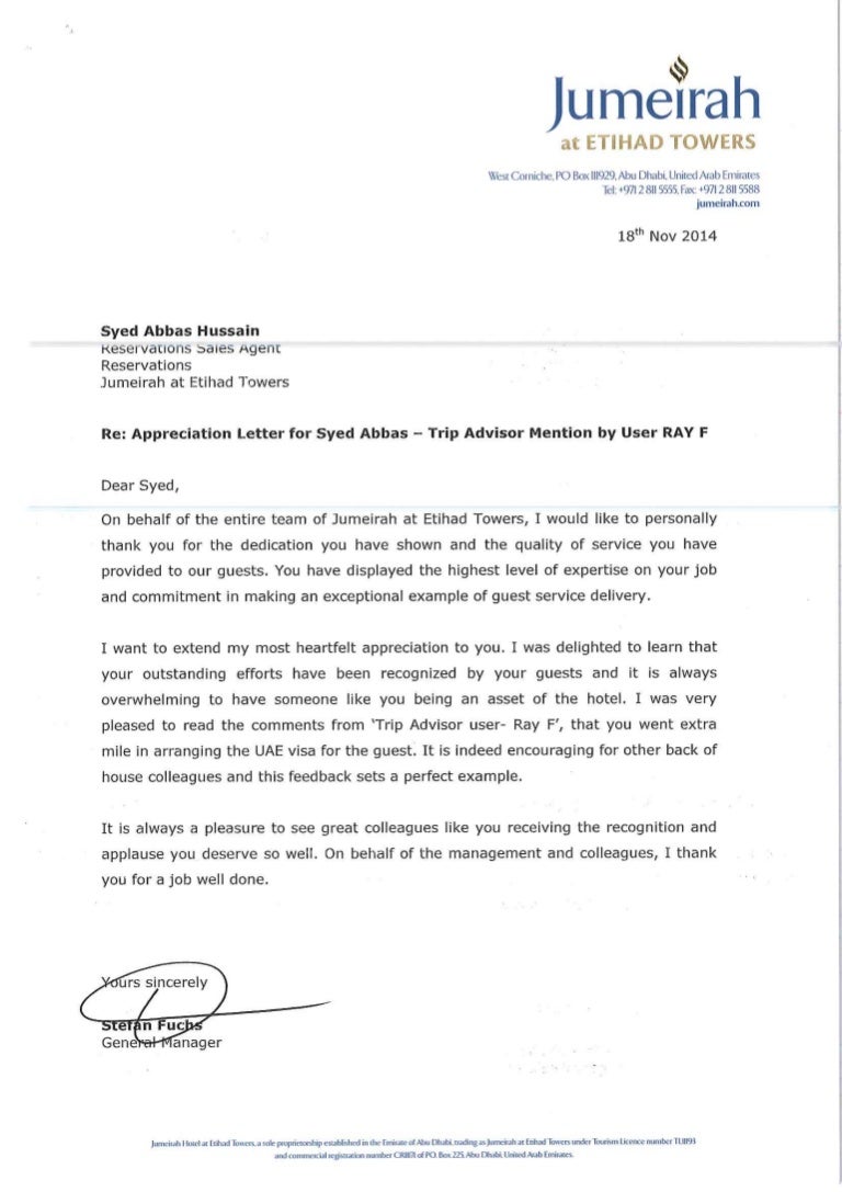 appreciation letter from jad managment team team appreciation letters