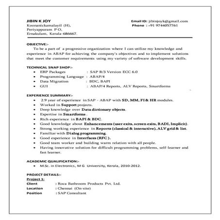 Jibin SAP ABAP Consultant