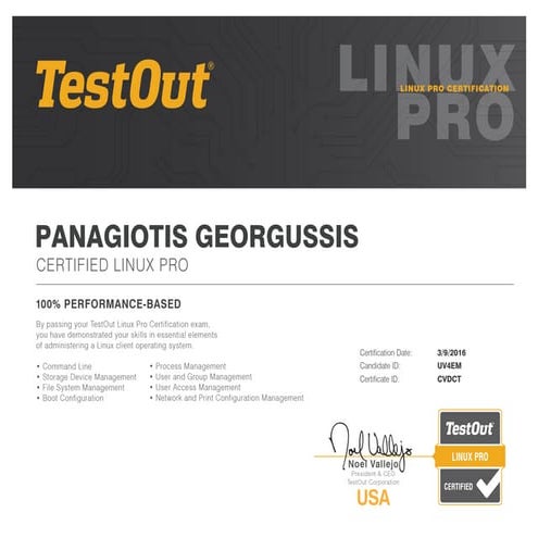 Linux Pro - Certificate | PDF