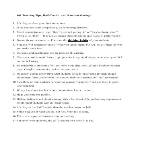 101 Teaching tips that i have learned