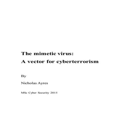 The mimetic virus A vector for cyberterrorism