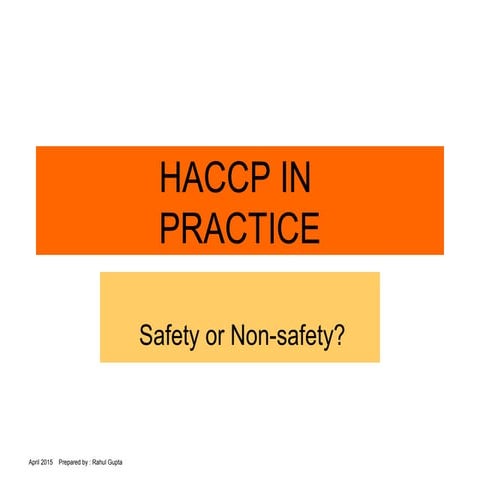 HACCP IN PRACTICE