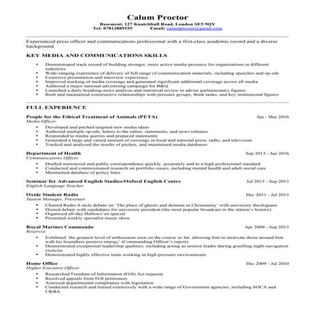 Calum Proctor CV | PDF