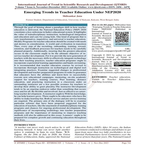 Emerging Trends in Teacher Education Under NEP2020 | PDF
