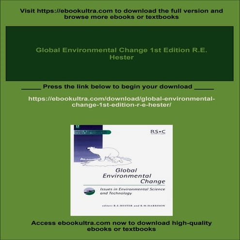Global Environmental Change 1st Edition R.E. Hester