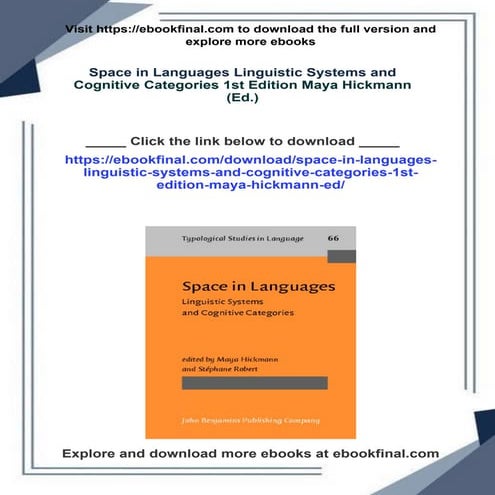 Space in Languages Linguistic Systems and Cognitive Categories 1st Edition Ma...