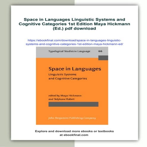 Space in Languages Linguistic Systems and Cognitive Categories 1st Edition Ma...